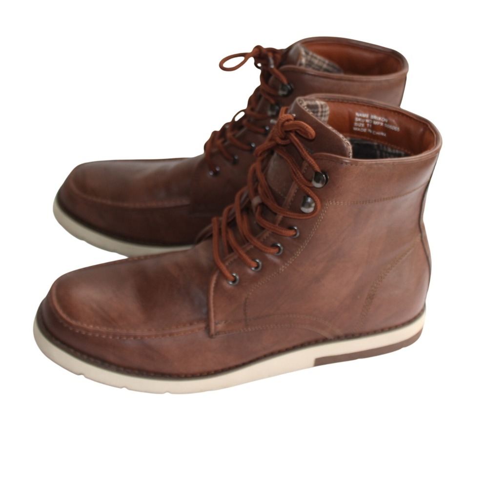Polar‎ Fox Brixon Mens Brown Ankle Boots Lace Up Casual Size 11